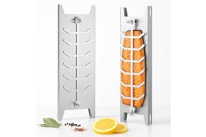 GENERISCH Flammlachshalter Edelstahl 59,5 cm – Grillzubehör für Feuerschale & BBQ, Lachsbrett Halterung rostfrei & spülmaschinengeeignet, Flammlachsbrett für Grill & Outdoor Camping