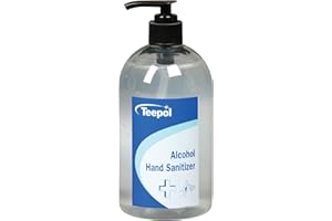 Teepol Alcohol Hand Sanitizer 500ml - Moisturising Hand Sanitizer Gel - Non Sticky - Fast-Acting & Effective Against 99.9% of Germs - Pump Bottle 500ml