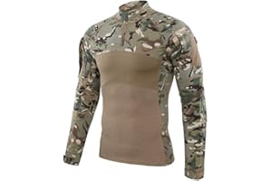 Czen Militärisches Herrenhemd, langärmeliges Kampfhemd für Herren, mit 1/4 Verschluss, für Paintball, Jagd, Airsoft