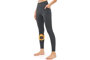 JOYSPELS Thermal Leggings Women with Pockets, High Waisted Winter Warm Thick Fleece Lined Yoga Pants Gym Workout Fitness Running Full Length Tights
