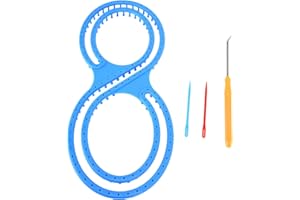 Métier à Tricoter Afghan Loom, kit de métier à Tisser en Plastique Bleu en Forme de 8 avec Aiguilles de Suture au Crochet pour Bricolage, Couverture, Chaussettes, écharpe, Chapeau, Artisanat