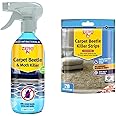 Zero In ZER979 Carpet Beetle & Moth Killer - 500ml RTU Spray, Multicolour & Carpet Beetle Killer Strips (20 Tear-Off Strips, Dry Household Treatment, Kills Carpet Beetles, Larvae and Eggs)