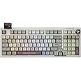 EPOMAKER RT100 97 Keys Gasket BT5.0/2.4G/USB-C Mechanical Keyboard with Customizable Display Screen, Knob, Hot Swappable Socket, 5000mAh Battery for Win/Mac(RT100 Retro White, Dawn Pink Switch)