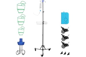Kensbro Porta Suero, Soporte Portátil para Suero Intravenoso, Soporte Porta Sueros en Acero Inoxidable con Ruedas para Uso En Clínicas Y Hogar, Altura Ajustable