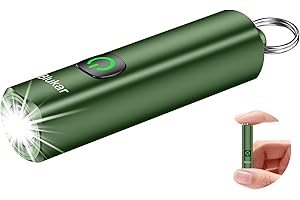 Blukar EDC Lampe Torche LED Rechargeable, 360L Mini Lampe de Poche Porte-clé LED Puissante, 3 Modes, Fonction Mémoire, Étanche, Compact & Portable Petit Torche pour Extérieur/Urgence,Vert Foncé