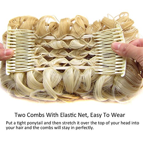 Feshfen Short Messy Curly Hair Bun Piece Up Do Drawstring Ponytail