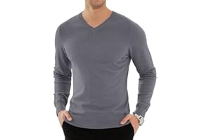 KUYIGO Uomo Maglione con Scollo a V Slim Knit Casual Manica Lunga Pullover Morbido Caldo Top S-XXL