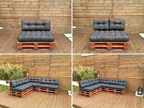 Palettenkissen Palettenauflage Sitzkissen Rückenkissen Palettensofa Kissen Euro Paletten Polster 03 (120x80x15 cm Sitzkissen, Dunkelgrau)