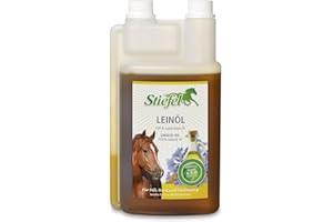 Stiefel Huile de Lin pour Chevaux, 100% Naturelle, pressée à Froid, favorise Le Changement de Pelage, la Digestion et la Peau, Liquide avec Flacon doseur, 1 l