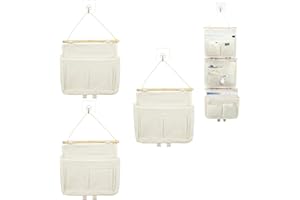 TAIXING 3 sztuki Wiszące pojemniki do przechowywania, wodoodporne kieszenie do przechowywania ścian z dwiema kieszeniami, wiszące uchwyty do sypialni kuchni łazienki akademika gabinetu korytarza (biały)