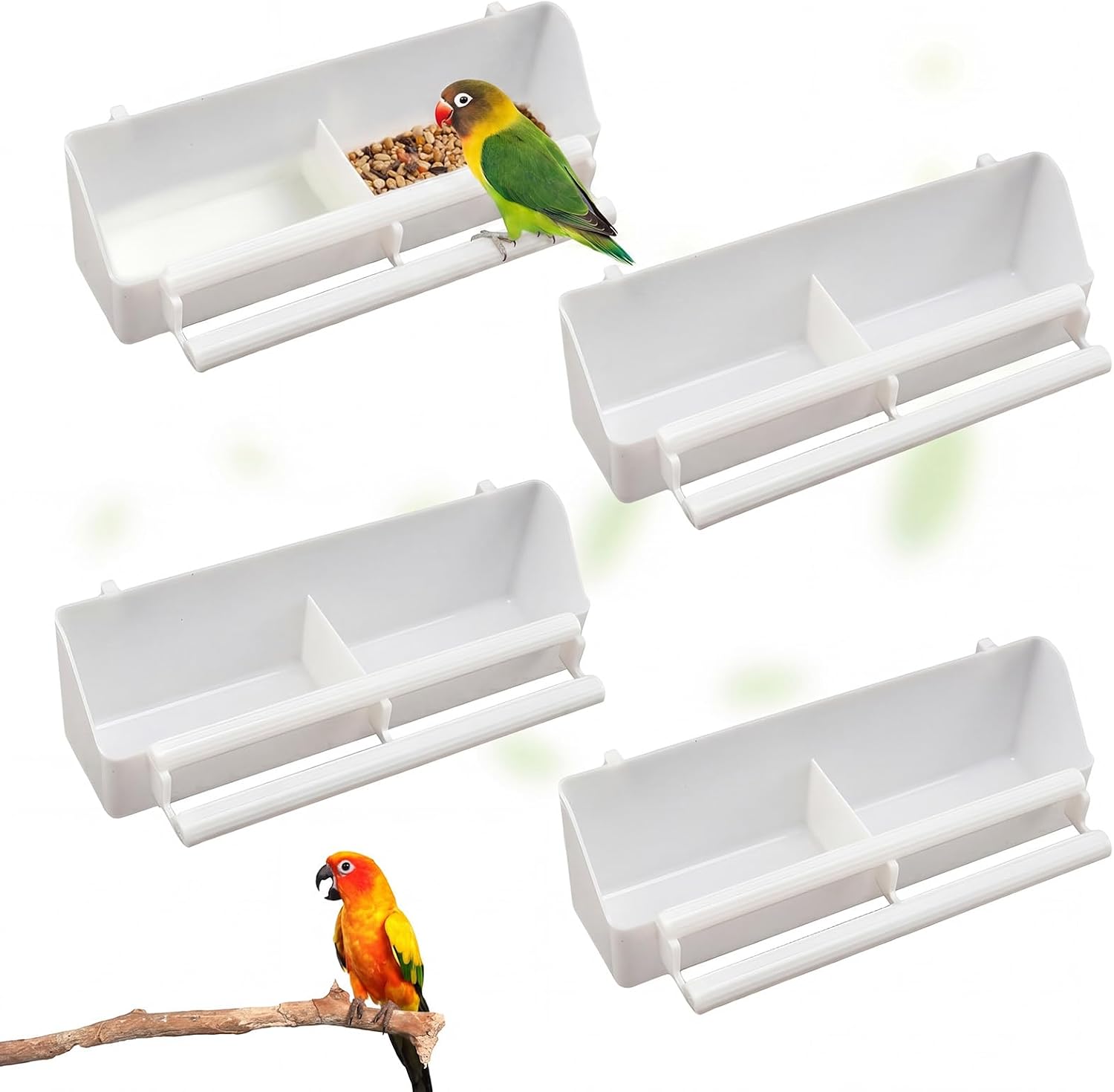 Eulihent 4 Piezas Comederos para Pajaros Jaula Comederos Canarios de Plástico Cuenco de Jaula de Agua Comedero de Comida para Pájaros
