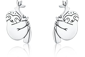 NEWL Srebro wysokiej próby 925 piękny koala leniwiec zwierzę małe kolczyki sztyfty dla kobiet srebro wysokiej próby biżuteria S925, Srebro szterlingowe, Cyrkonia