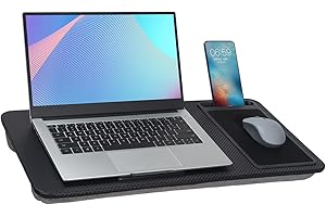 Baoee Large Black Lap Desk Portable Tray with Pillow Cushion Fits Up to 17", with Slot, Mouse Pad, Great for Home & Office