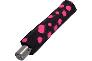 Knirps Regenschirm Slim Duomatic - klein und leicht mit Auf-Zu Automatik - paint drops pink