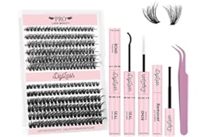 ‎PRO LASHBEAUTY DIY Wimpernverlängerung Kit mit 240 Pcs Cluster lash extension set individuelle Wimpern Kit Bindung,Siegel,Cluster Lash Glue Wimpernkleber Entferner Applikator (3Dstyle-60D+80D-D-8-16mix Kit)