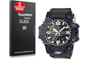 Youniker 3 Unidades Protector de Pantalla Compatible con Casio GWG1000 Cristal Vidrio Templado para G Shock GWG1000 Watch 9H Dureza Sin Burbujas