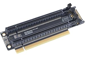 JMT PCI-E 4.0 x16 1 to 2 Expansion Card Gen3 Split Card PCIe-Bifurcation x16 to x8x8 with 20mm Spaced Slots CPU4P Power Supply Port (SATA)