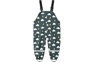 CPIDAH Waterproof Dungarees for Kids Children Toddlers Windproof Rain Trousers Boys Girls Childs Over Trouser Water-Resistant Overalls Lightweight Dry Suit Bottom