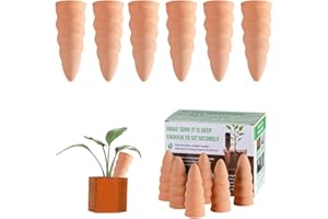 CHSEEO Lot de 6 Oyas a Planter Terre Cuite, Auto-arrosantes en Ollas Terre Cuite, Cône en Argile d’arrosage, Goutte-Gouttes Automatiques pour Plantes en Pot D'intérieur, Marro