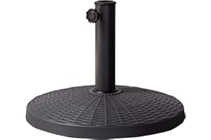 AKTIVE Base sombrilla redonda, Parasol exterior 44,5x33 cm, Poliresina negra, Tubo acero Ø38-48 mm, Soportes sombrillas, Jardín, Terraza, Resistente, Ajustable, Duradero (53902)