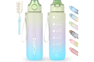 CodiCile Gourde Sport 1l Bouteille d'eau de sport 1 l sans BPA avec couvercle de verrouillage et anti-fuite, pour gym, école, cyclisme, plein air, sport, fitness et bureau