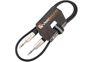 VisioSound 6.35mm 1/4" Stereo TRS Jack to TRS Jack Lead/Balanced Signal Audio Patch Cable 1m Black