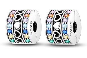 Parmuz Clip Spacer Charm for Bracelet 925 Sterling Silver Pave Cubic Zirconia Clip Lock Spacer Stopper Charm Bead Star Moon Evil Eye charms Jewelry Gift for Woman