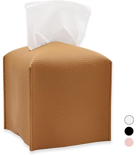 Hirano's Bazaar Taschentuchbox-Halter Aus Veganem Leder - Stylischer Cover Für Quadratische Boxen