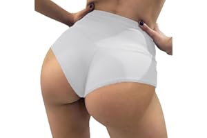 NHNKB Pole Dance Shorts Sexy Mujer Cintura Alta Color Sólido Delgado Cadera Pantalones Elásticos Glúteos Vientre Deportes Yoga Pantalones de Yoga Pantalones de Tiempo Libre 501 Pantalones Cortos Mujer