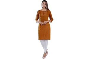 Ramkudi Indisches Damen einfarbiges besticktes Baumwoll-Top Kurti