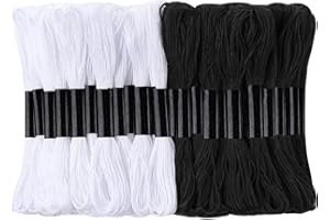 ‎ZKSXOA ZKSXOA Pack of 24 Embroidery Threads, Embroidery Threads, Embroidery Threads, Embroidery Floss, Cross Stitch Yarn, Perfect for Friendship Bracelets, Embroidery, Knotting, Crafts, Cross Stitch (Black +