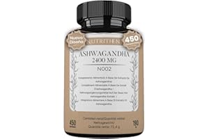 NUTRITHENT 450 Micro Comprimidos Ashwagandha de Alta Potencia para 450 Días | 2400mg Por Comprimido con Concentración 50:1 | VEGANO - Sin Gluten - Sin OGM.