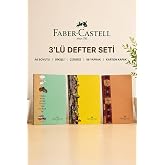 Faber-Castell 3'l&uuml; Not Defteri Seti A6, &Ccedil;izgisiz, Karton Kapak,56 Sayfa | 56 Yaprak, Dikişli Cilt, Desenli Kapak, Not Alma, K