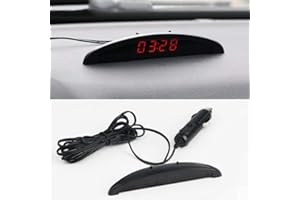 MASO Auto Digital Uhr Thermometer Auto Innendekoration Auto Elektronische Uhr Spannungsmesser Rot