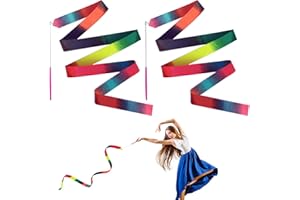 JINSIHU 2 Piezas Cintas de Baile, 4M Cintas de Danza Cinta de Gimnasia Cinta Gimnasia Rítmica Niña Cintas de Ballet para Gimnasia de Baile Artístico Ballet Espectáculos de Carnaval de Circo Bastón