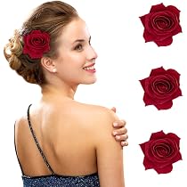 2 Pfingstrosen-Haarspangen – Großer Fascinator, Rot & Schwarz, Mit Klammer & Brosche, Für Hochzeit & Party