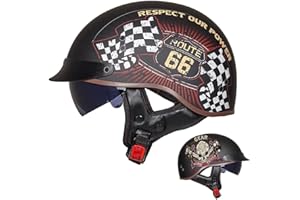 ACLFFSHOP Demi Casque De Moto, Casque Jet Rétro, Casque Bol Moto Homologué ECE, Casques Vintage à Face Ouverte, avec Pare-Soleil et Doublure Intérieure Amovible, pour Vélos Motos Scooter