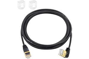 Duttek Cavo Ethernet Cat8, 40 Gbps 2000 Mhz, ad angolo retto, cavo Ethernet RJ45, con testa placcata oro, connettori RJ45, Ethernet, per laptop, interruttore, desktop, 2 m