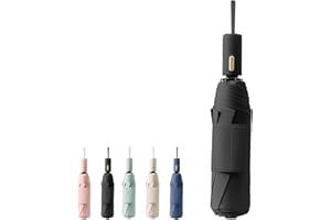 EKUW French Style Travel Compact Folding Umbrella with 7CM(2.76inch) Hook and Loop Strips /8Ribs/Lightweight Portable/ Auto Open Close/UV Protection/Waterproof/Rain Sun/Teflon Coating/Handbag/Women Kids