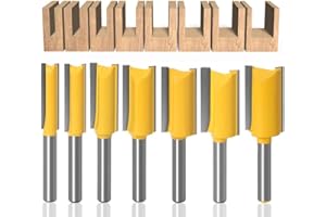 Baorder 1/4 Inch Shank 7Pcs Woodworking Tungsten Carbide Router Bit Set Double Flute Milling Cutter Straight Router Bit