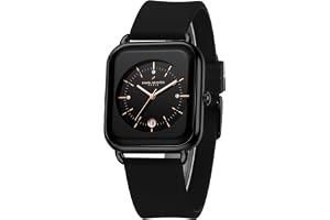Daniel Hechter Paris Lea Collection Watch for Women with Square Dial, Crystal and Rose Gold Markers, Date Display and Silicone Strap