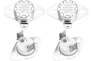 sourcing map KSD301 Thermostat 80℃/176°F 16A Normally Open N.O Temperature Switch for Microwaves,Oven,Coffee Maker 4 Pcs,Ceramic Material