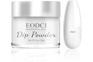 EODCI Poudre à Ongles, 28g Transparente Dipping Powder Manucure pour Ongles Français Kits, Manucure Salon DIY, Sans Odeur & Durable, Lampe à Ongles Non Requise