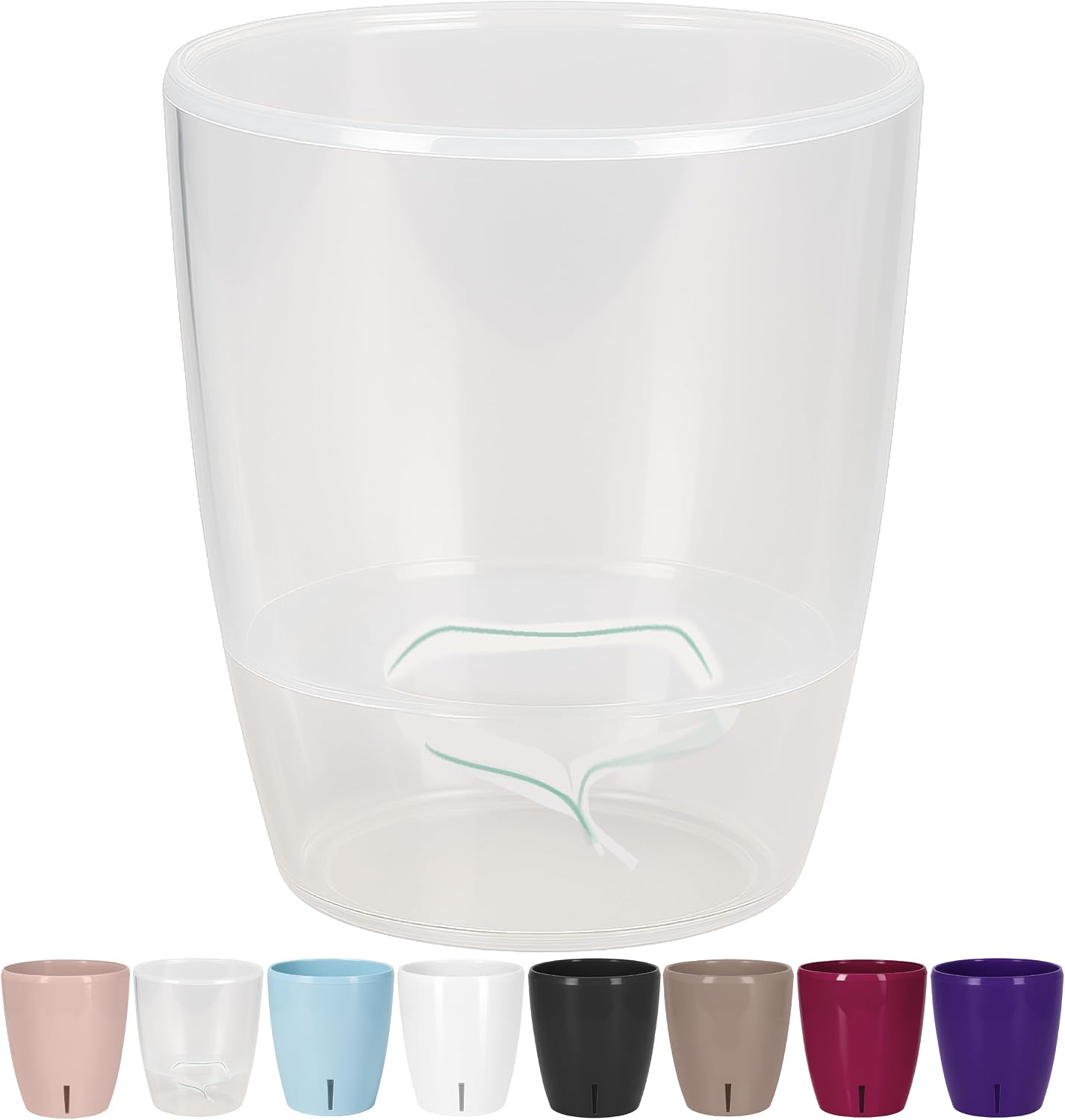 Santino Maceta para Orquídeas Ø 12cm Maceta Autorriego con Sistema de Mecha e Indicador de Nivel de Agua para Interior (Ø 12cm - 1,3L - Transparente)