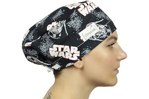 CHRYSVAL - Calot Couvrant Star Wars - Bonnet Médical ou Calot Cuisine Unisexe 100% Coton Oeko-Tex - Réglable Avec Attaches et Elastique