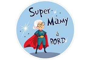 ADZIF.BIZ LE STICKER DE DECORATION Sticker Voiture Mamy. Autocollant Voiture Super Mamy à Bord (J0158). Autocollant pour Le véhicule, diamètre 13 cm