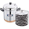 Expresso 32 Pcs Copper Bottom Idli Maker Stainless Steel Gas Stove top Cooker (8 Plates)