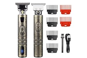 ‎PDKUAI Professioneller Haarschneider, mit 6 Kämmen Bartschneider, elektrischer Trimmrasierer für Herren, Bartschneider mit LED-Anzeige & wiederaufladbarem USB, Konturschneider für Männer/Friseure/Familien
