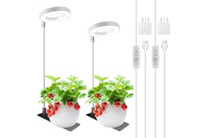Kullsinss Grow Lights for Indoor Plants Full Spectrum Halo Growing lamp with Detachable Base Height Adjustable 3 Colors 10 Dimming Automatic Timer Plant Light for Small Plants Growing 2-Pack BL-C10B