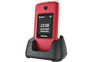 ukuu Senior Mobile Phone with Big Button, GSM SIM Free Unlocked Basic Mobile Phone With Loud Sound 1200mAh Battery 2.8+1.8 LCD Display Easy to Use SOS Button And USB C Charging With Cradle - Red